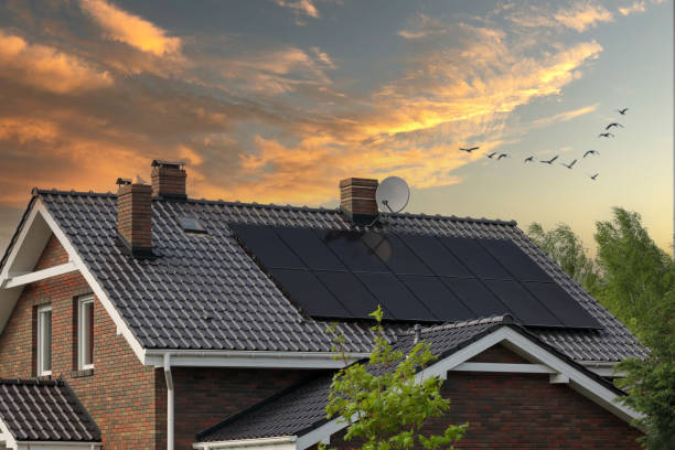 Solar panels in Armadale Red brick residence with solar panels sunset